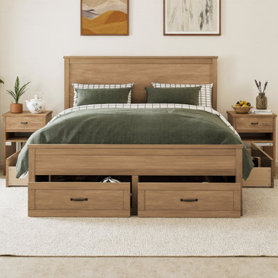 Hartland Queen Size Wood Storage Bed Frame with 6 Drawers, Modern Platform Bed with Tall Headboard, Wooden Slat Support, No Box Spring Needed, 550 lb Capacity