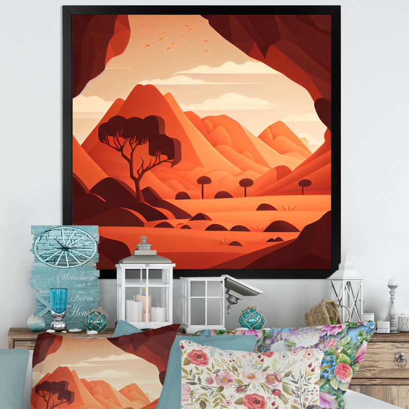 «Single Tree In Terra Cotta Mountains VI», reproduction sur toile, Cadre photo noir, H 16 po x l 16 po x P 1 po
