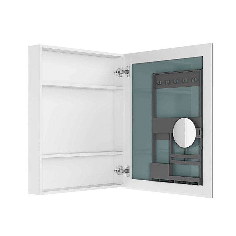 Armoire à pharmacie avec miroir de salle de bain - Armoires à pharmacie à porte en bois pour salle de bain, miroir encastré ou de surface, miroir de salle de bain avec rangement