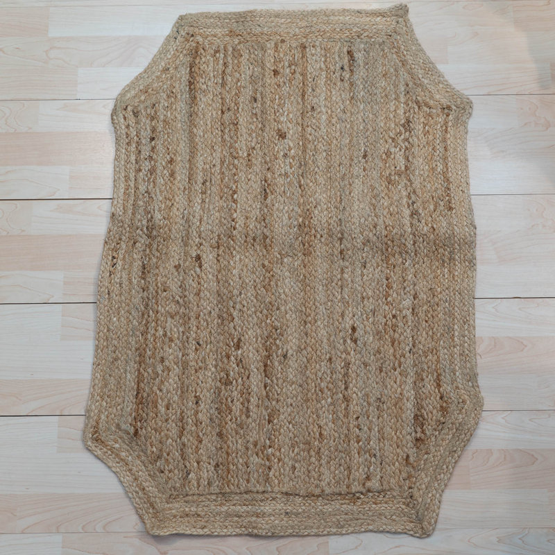 Tapis naturel en jute de forme octogonale 24 po x 36 po
