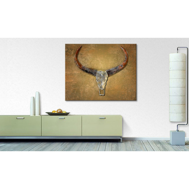 Bull Skull - Wrapped Canvas Print, 80cm H x 100cm W x 2cm D, 100% cotton canvas