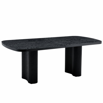 Table de salle à manger en panneau de fibres à densité moyenne avec support à colonne romaine, décoration intérieure élégante et moderne, parfaite pour les espaces esthétiques et fonctionnels.