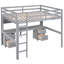 Lit mezzanine double avec bureau, rangement de chevet et tiroir - 4 armoires en bois massif, tiroirs de rangement-1451831773