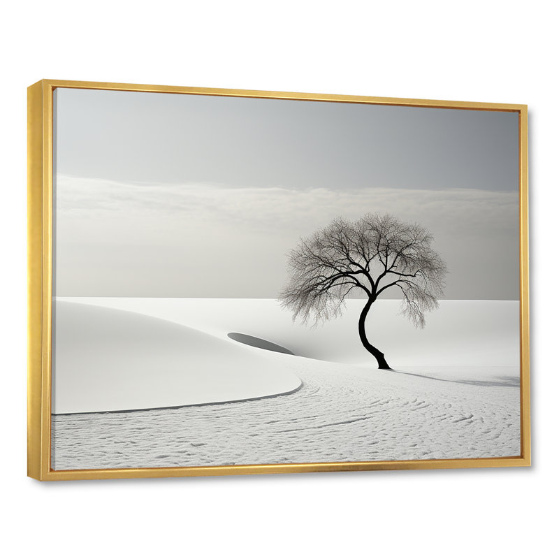Paysage d'hiver photo I sur toile, Cadre flottant doré, H 16 po x l 32 po x P 1 po