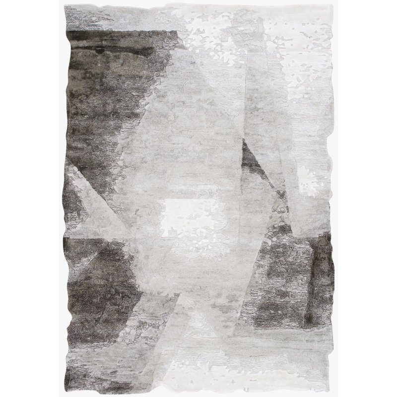 Handmade Abstract Tufted Wool and Viscose Rectangular Rug