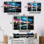 «Blue Northern Lights River Snow Landscape - Aurora Borealis», ensemble de salon d'art mural-108458293-108458295