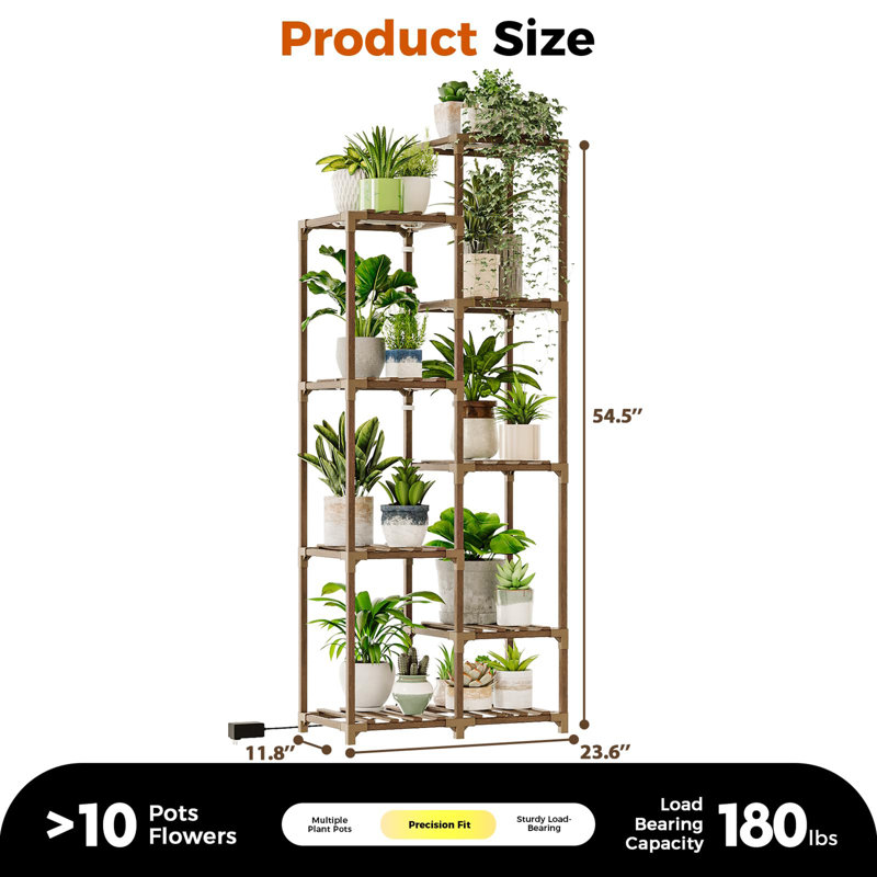Support pour plante d'intérieur de 54,5 po de hauteur avec lumière de croissance