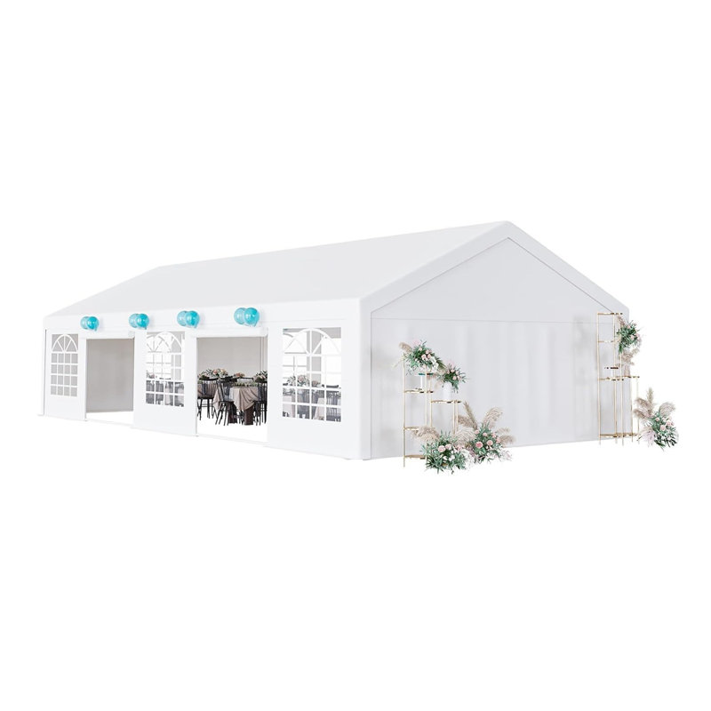 Durable Heavy Duty Outdoor Party Tent, Removable Sidewalls, 129.6" H x 235.2" W x 235.2" D