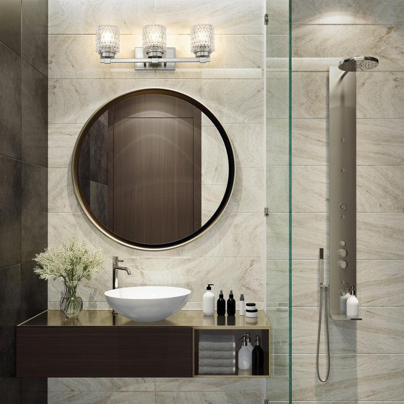 Meuble-lavabo 3 lumières 22,75 po Cisca, Nickel brossé