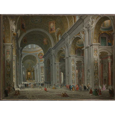 « interior of the st. peter of rome » par giovani paolo presse panini, reproduction d’art sur toile