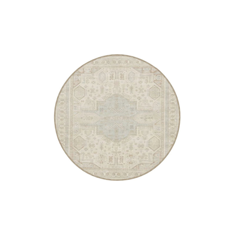 Cream Colored Traditional Patterned Geometric Woven Floor Carpet, Runner 2'6" x 9'11"