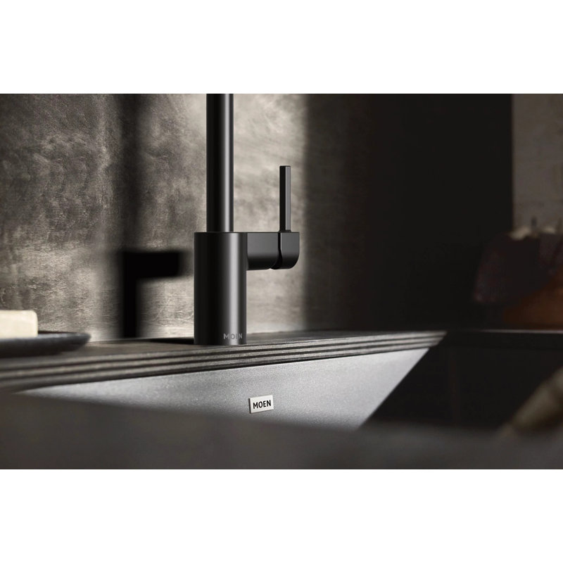 Moen Align One Handle Modern Kitchen Pulldown Faucet with Reflex and Power Clean Technology, Matte Black