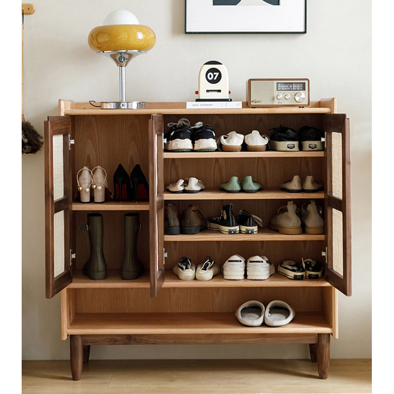 Armoire à chaussures en rotin de bois massif de luxe léger