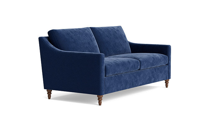 Vera Loveseat (70"), Walnut Finish (Turned), Performance Velvet - Uniform