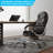 Black Big And Tall Leather Office Chair Adjustable High Back Task Chair With High Back/Footrest/Lumbar Cushion/Adjustable Height