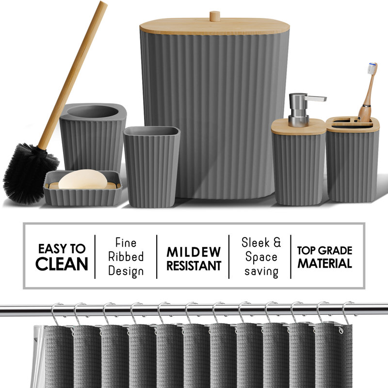 Gray Plastic and Fabric 20-Piece Bathroom Accessories Set