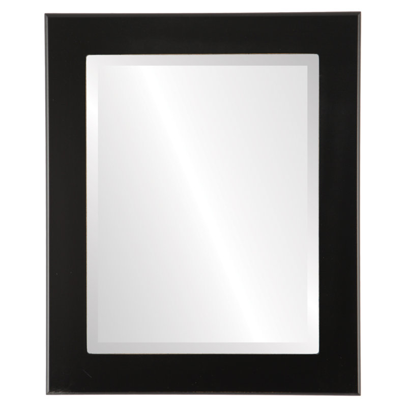 Meansville Flat Wall Mirror, Matte Black, 33" H x 27" W