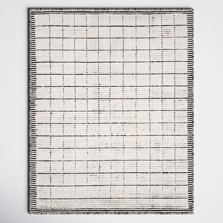 Jacey Geometric Handmade Tufted Light Gray Area Rug