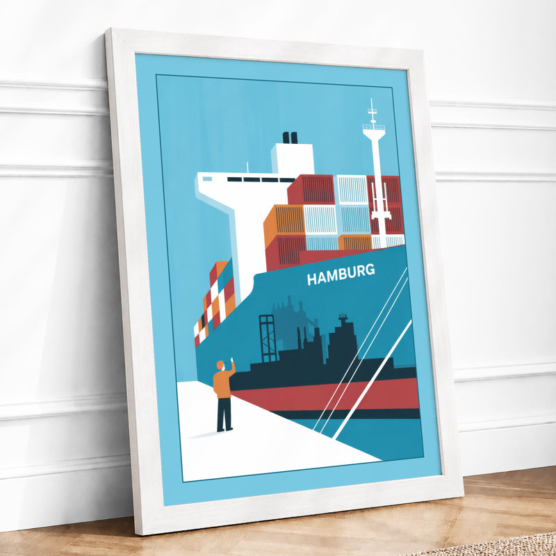 Hamburg Cargo Modern - Print, A2 - 59.4 x 42.0 cm, White