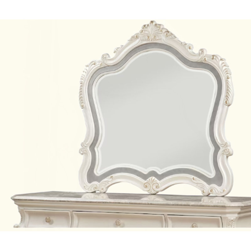 Miroir blanc perle
