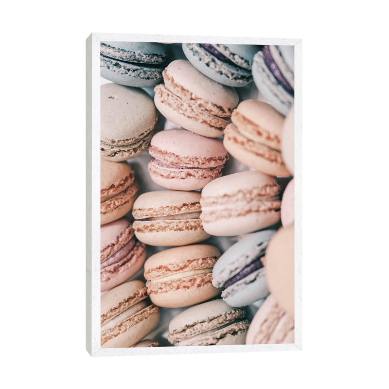 Pastel Macarons 1 Piece Floater Frame Wall Art on Canvas, White