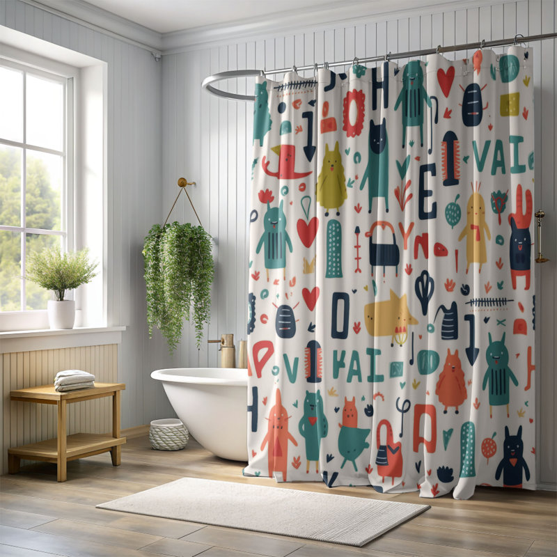 Signs - Rideau de douche Premium, H 74 po x l 71 po