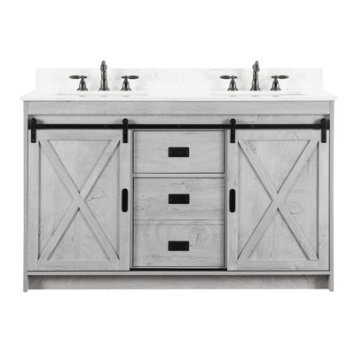 Jillian 54'' Double Bathroom Vanity with Engineered Stone Top