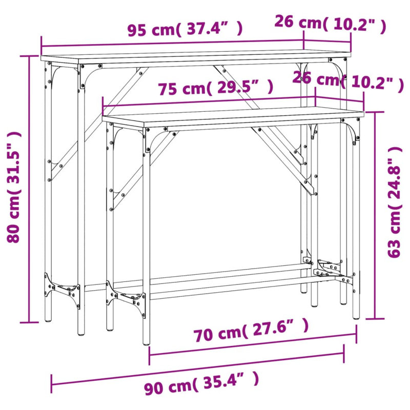 95cm Console Table, Grey Sonoma