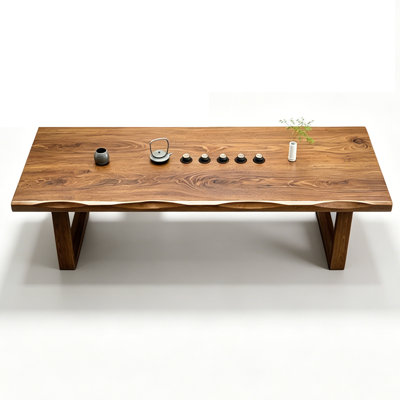 Tan Rectangular Solid Wood Dining Table