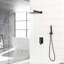 Pomme de douche 12 po à fixation murale 12 po, système noir mat mat, Scald équilibré, douche de pluie ultra mince réglable à 360 °, à main pour une utilisation personnalisée avec valve équilibrée, rotation, facile à