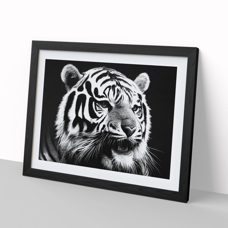 Monochrome Tiger Vol.1 - Framed Print, Black Framed, 46cm H x 64cm W x 2cm D
