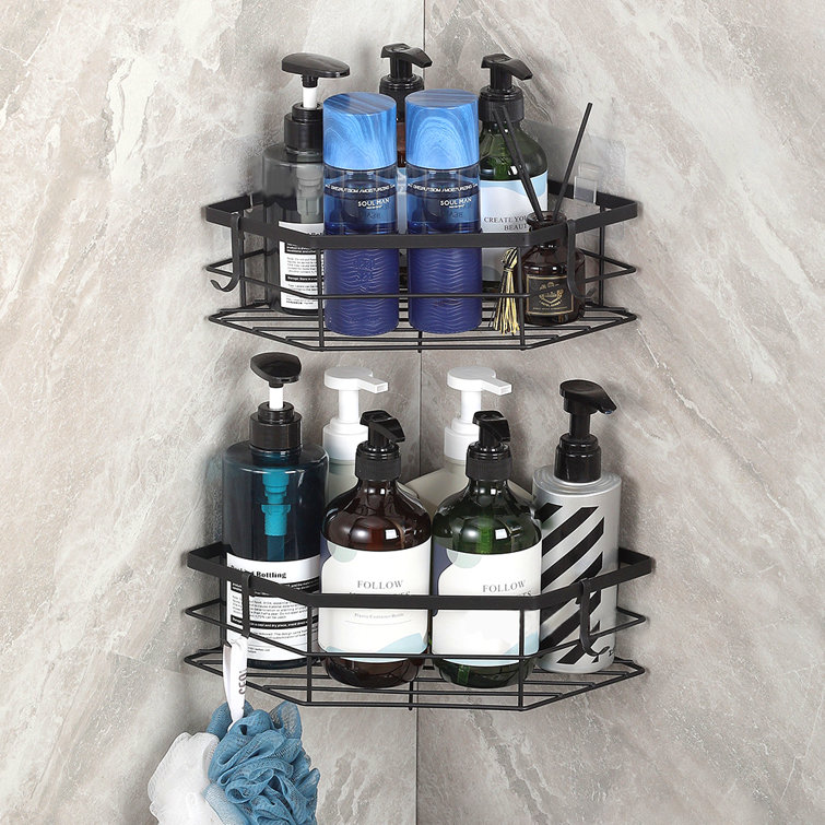 Rebrilliant Adhesive Mount Wall Corner Storage Rack Bathroom