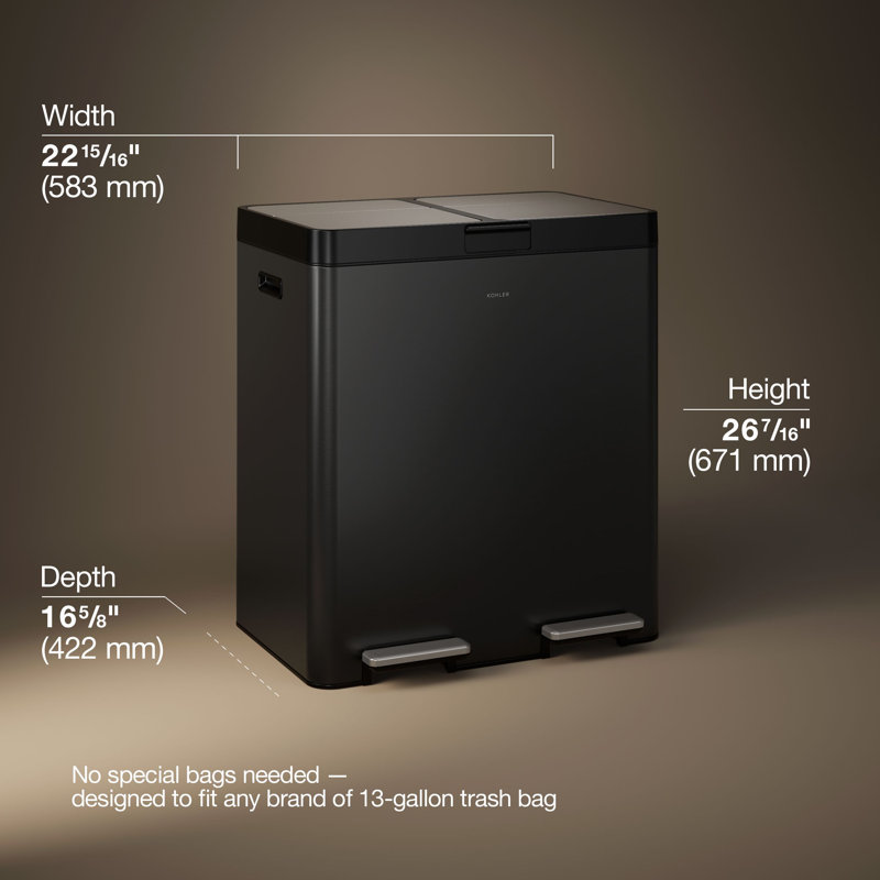 82-Liter Stainless Steel Dual-Bin Step Trash Can, Brown
