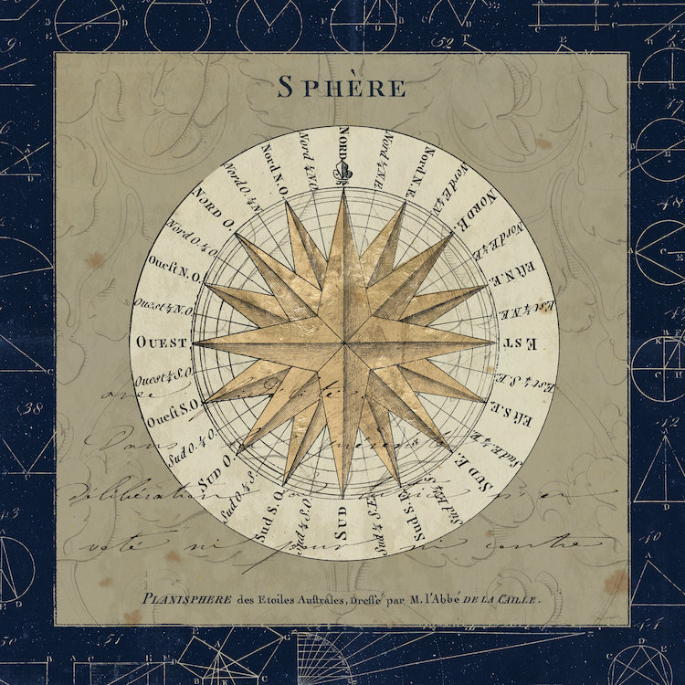 « planisphere of the stars », reproduction d’art sur toile tendue en bleu, H 26 po x l 26 po x P 1,5 po