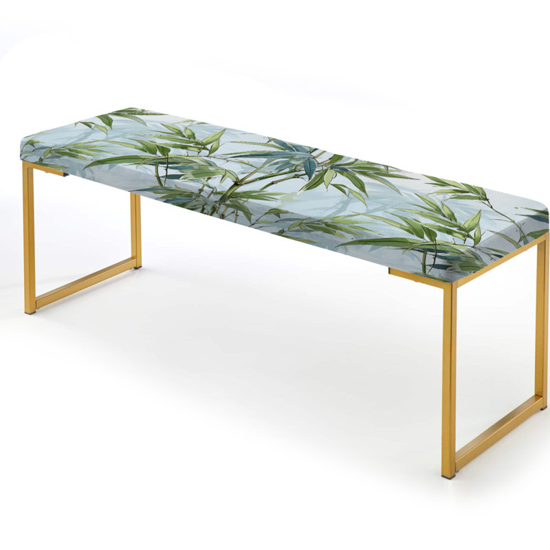 Tropical Zen Bamboo III - Tropical Upholstered Gold Bench