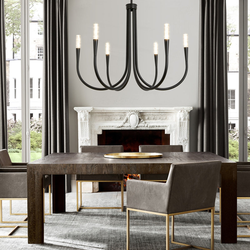 6-Light Candle Style LED Chandelier, Matte Black