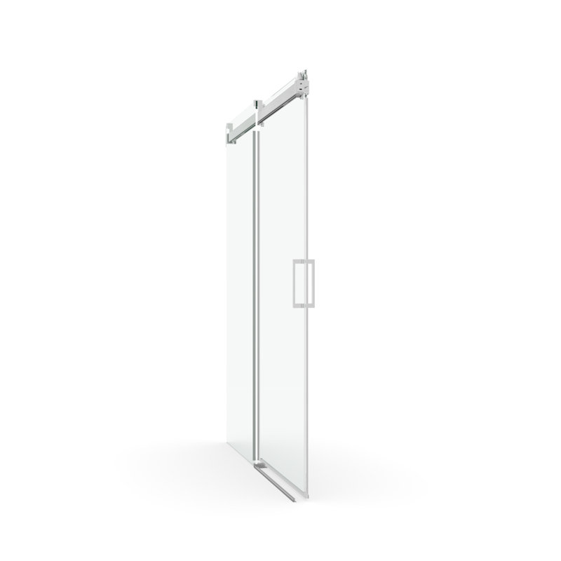 Porte de douche de 56 po à 60 po, verre trempé de 1/4 po pour porte en nickel brossé antidérapant de 76 po avec preuve de durabilité
