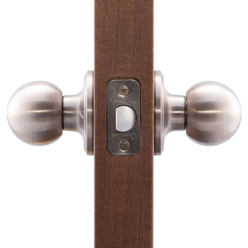 Bouton de porte de passage avec rosette rond Ball, Acier inoxydable satiné