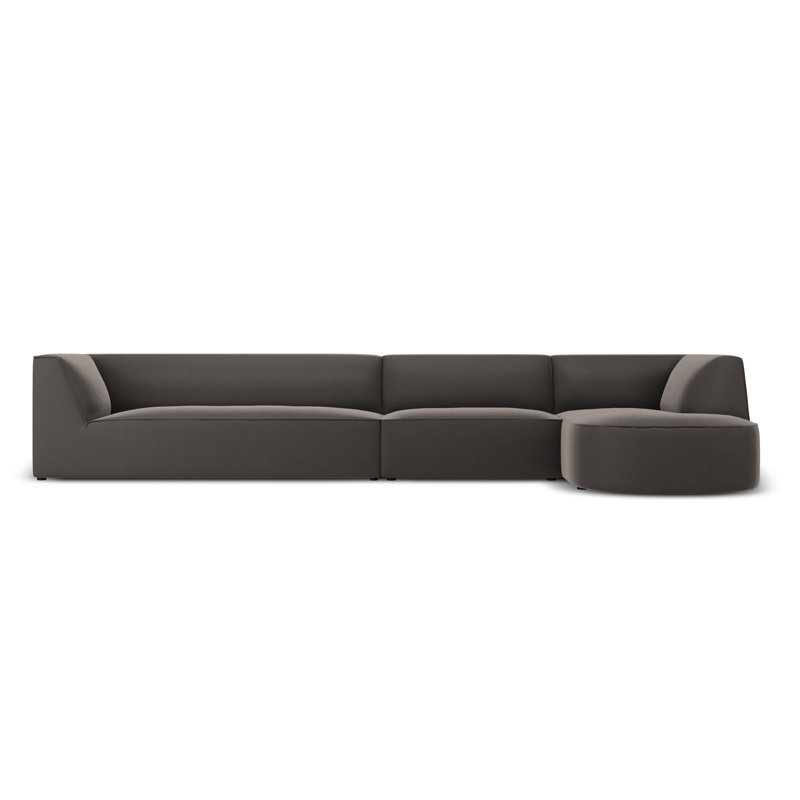 Adoraim 6 Seater Velvet Sofa & Chaise, Right Hand Facing, Dark Grey