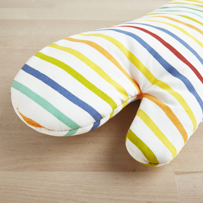 Fiesta Tropical Stripe Oven Mitt Set 2-Pack 7"X13", Multicolor/Aqua/Yellow/Red/Blue