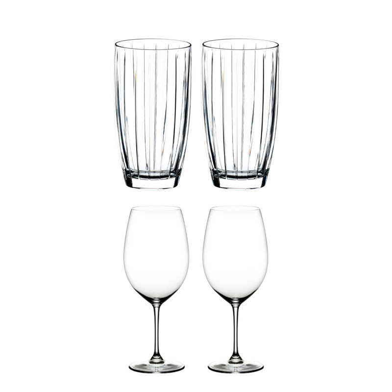4-Piece Riedel Crystal Tall All-Purpose Glass And Grand Cru Red Wine Glass