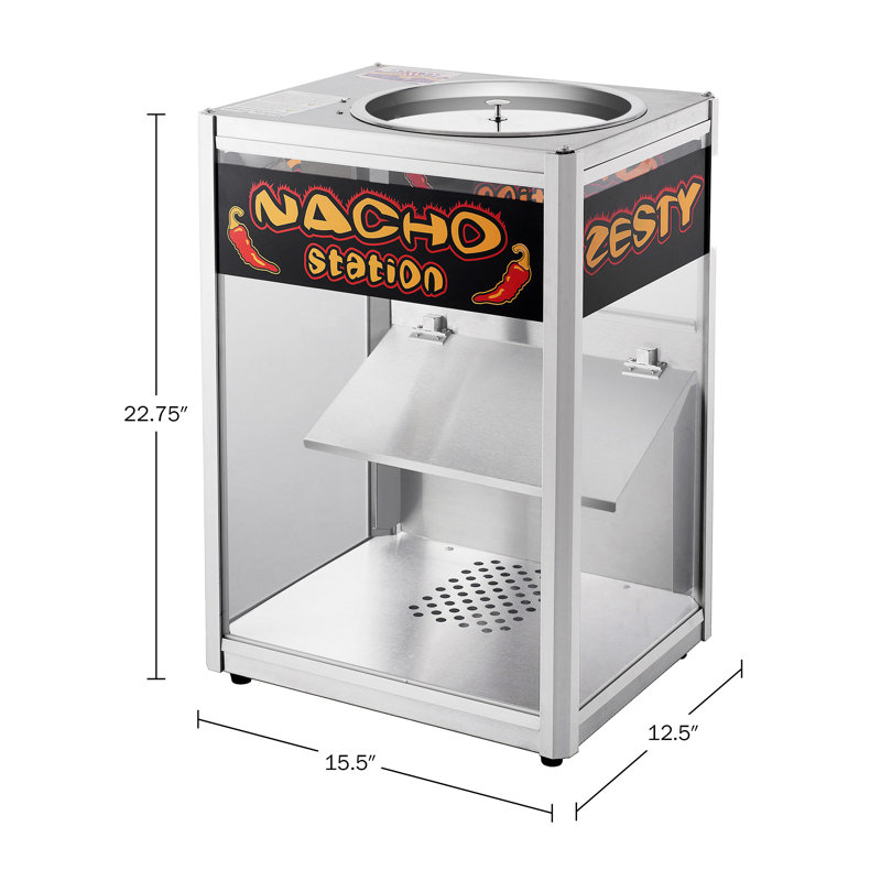 Nacho Machine Food Warmer - Steel Countertop Display Case and Merchandiser for Tortilla Chips, Peanuts, and Popcorn by Great Northern Popcorn (Silver)