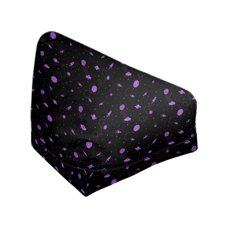 Sac de pois Leffel, H 38 po x L 42 po x P 29 po, Pouf fauteuil, Noir / mauve