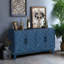 Crédence à 4 portes Retroy - Buffet de rangement bleu marine 60 po avec portes à panneau en forme de M, base
