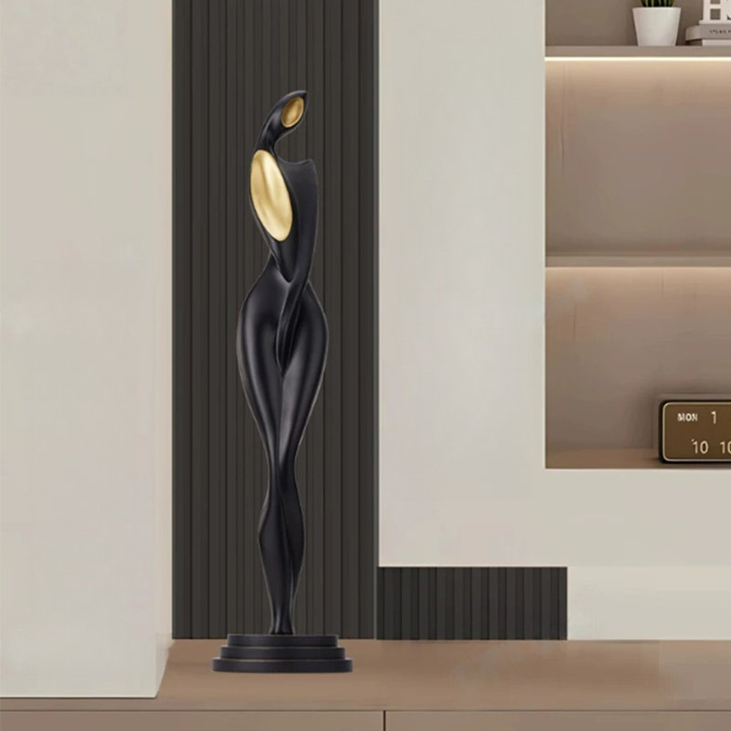 Noir + résine de forme libre + objet décoratif en bois massif