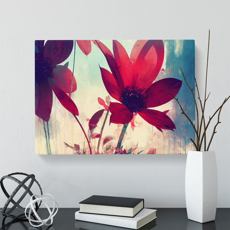 Grand Modern Flowers Abstract - Wrapped Canvas, 35cm H x 50cm W x 3cm D