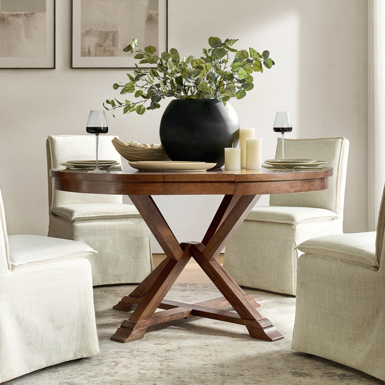 Suheyla Transitional Extendable Dining Table With Solid Wood Legs