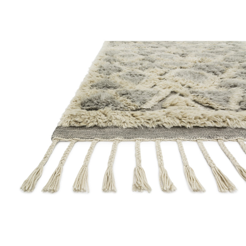 Keshaun Hand Knotted Wool Geometric Indoor Rug, Square 1'6"