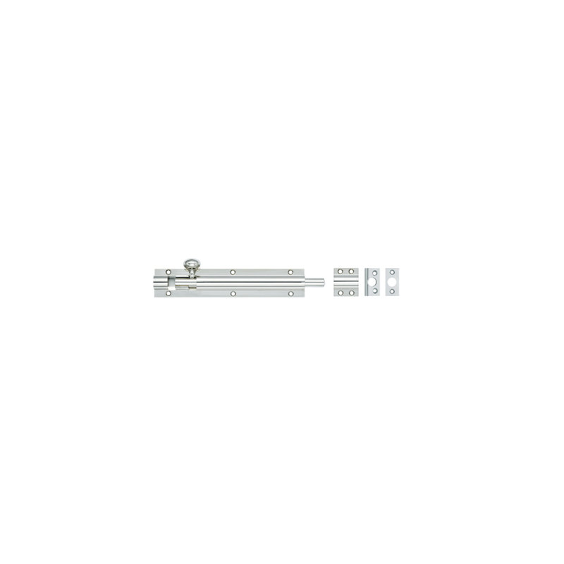 Architectural Barrel Bolt, Polished Chrome, 20cm H x 3.8cm W x 1.5cm D