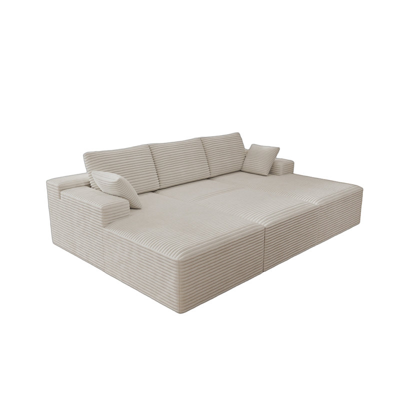 98.4*68.9" Modular Sectional Sofa Seat,Upholstered Compressed Couch For Living Room,Bedroom,Apartment,No Assembly Required,4 PC Free Combination,Plush Corduroy Fabric